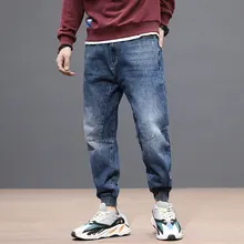 Japanese Style Fashion Men Jeans Retro Blue Loose Fit Denim Cargo Pants Slack Bottom Spliced Vintage Designer Hip Hop Jeans Men