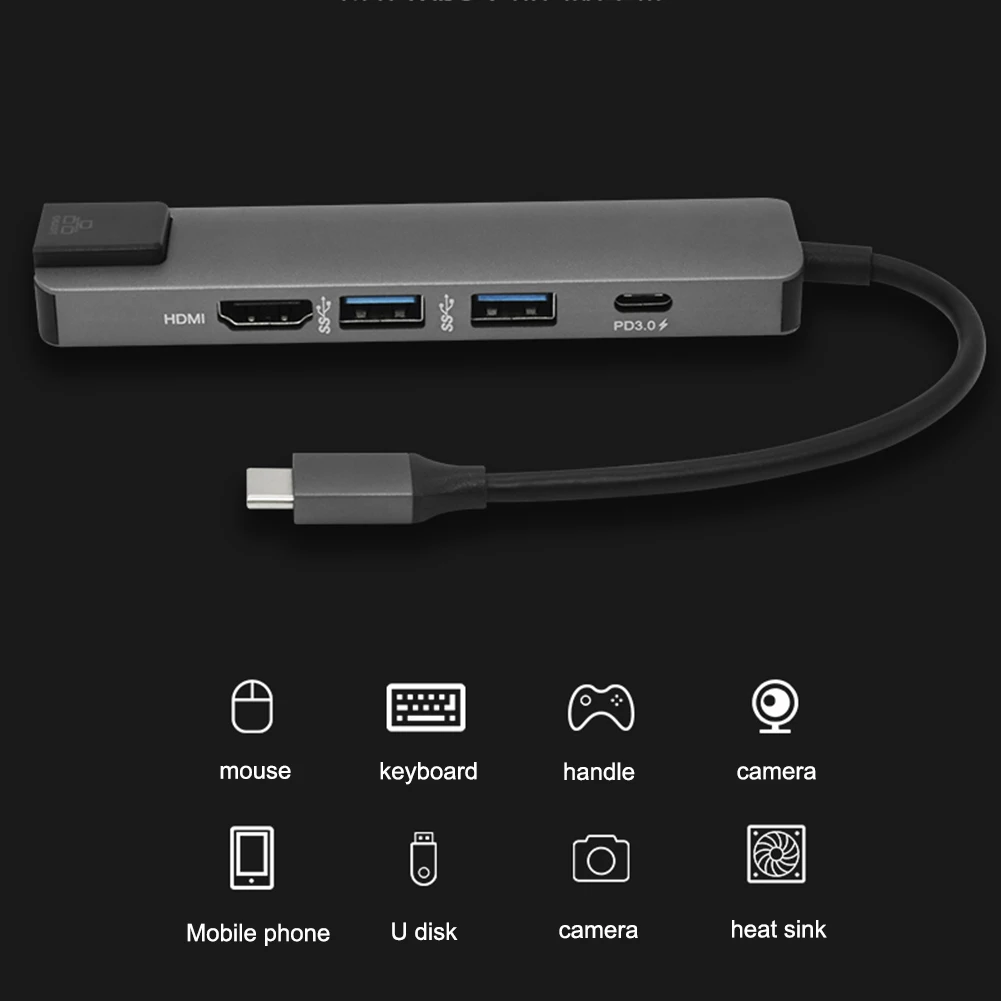 5 в 1 usb type C концентратор HDMI 4K USB C концентратор к Gigabit Ethernet Rj45 Lan адаптер док-станция для MacBook Pro Thunderbolt 3 USB-C зарядное устройство