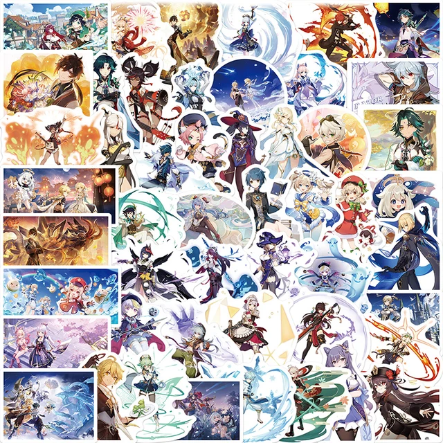 10/30/50pcs/pack Genshin Impact Double style Game Cartoon Stickers For Skateboard Computer Notebook Car Decal Children's Toys 1