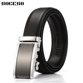 

2019 Automatic Ratchet Buckle Men's Belt with Cowhide Men luxury brand male strap 110-140cm length Leather Belts PK3015