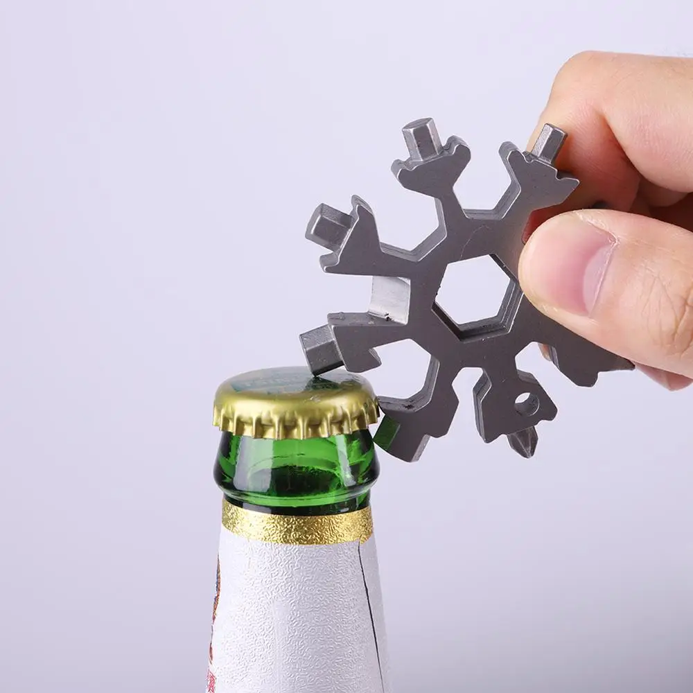 18-in-1 edc multi-tool Snowflake Multi-tool Card Combination Compact Multifunction Screwdriver Stainless Steel Gadget multi function tool tool card