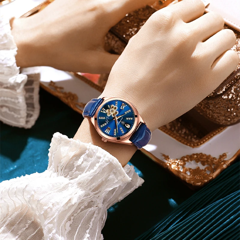 Conjunto de relógios femininos, pulseira de couro feminino, relógio de pulso de quartzo, relógio feminino, lua, números, quente