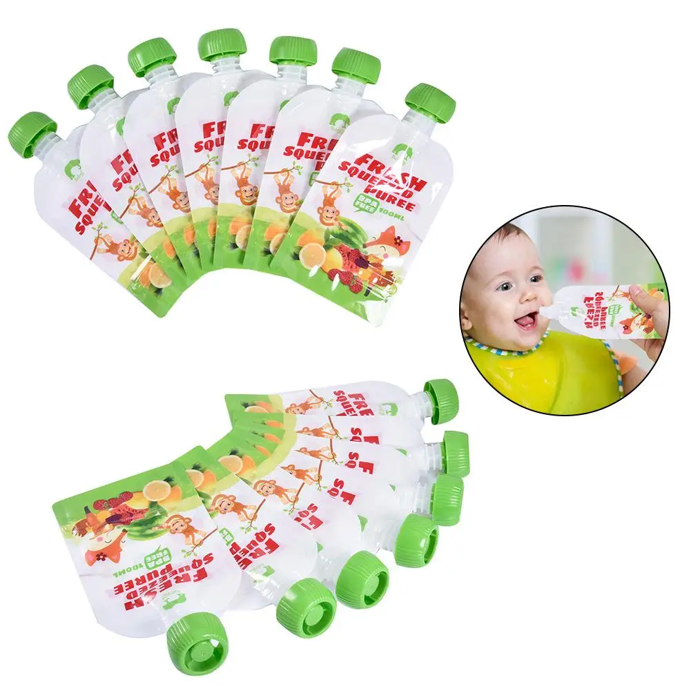 Детский многоразовый пакет с дополнительными элементами домашнего пюре портативный фруктовый и растительная пища мешок 8 штук