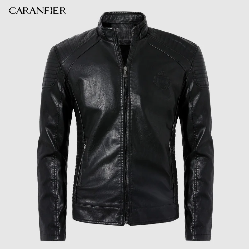 Мужская куртка CARANFIER 2019 осенне-зимние Модные Куртки из искусственной кожи