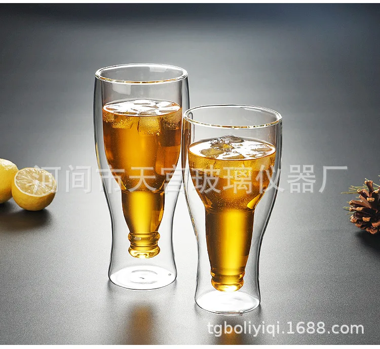 Heat-resistant Glass Beer Steins Double-layer Cup Cute Creative Glass Cup Cool Transparent Party Hotel Wholesale Explosion-Proof