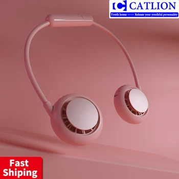 

Mini USB Portable Fan Neck Fan Neckband With Rechargeable Battery Small Desk Fans handheld Air Cooler Conditioner for Room