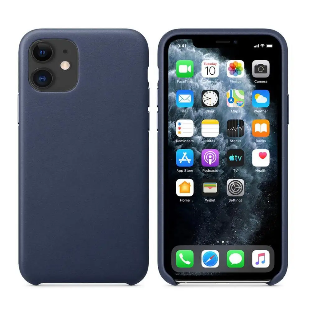 Темно-синий Официальный чехол из натуральной кожи с логотипом для iphone 11 i11 pro i11 pro max, чехол из натуральной кожи для телефона для iphone 11 pro max - Цвет: Темно-синий