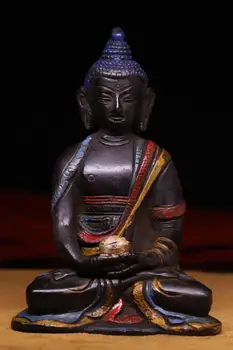 

Tibetan monastery collections of bronzes are hand-beated, chiseled, and painted with Buddha statues of Sakyamuni Buddha