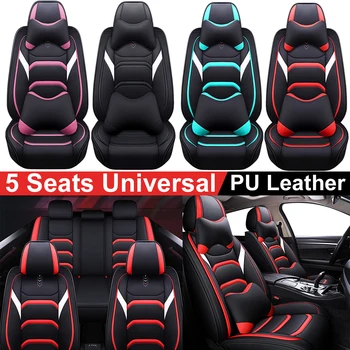 

1 Set Breathable Car Seat Cover PU Leather Automobile Seat Cushion Mats with 2 Headrests fit most Cars Trucks SUV Protect Seats