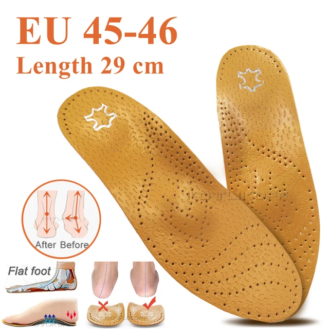 Best Insole For Shoes Leather Orthotic Insoles Flat Feet High Arch Support Orthopedic Shoes Sole Fit In O/X Leg Corrected Insert EU 45-46