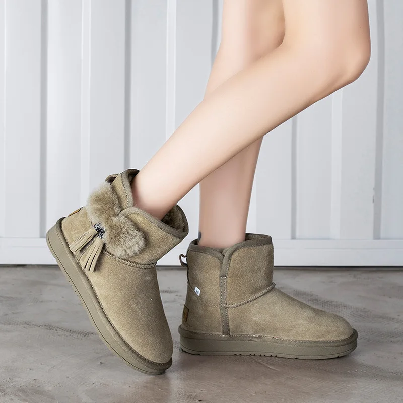 

Women Snow Boots Warm Plush Women Winter Boots ankle Boots Plus Size Non-slip Flat Booties Round Toe Thick Flat Botas mujer