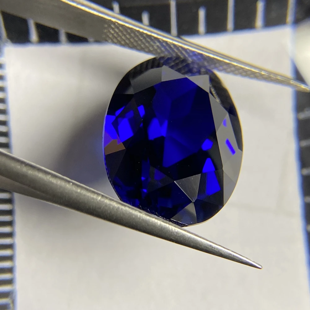 Meisidian 12x10mm Oval Shape 5A Quality Loose Corundum Royal Blue Sapphire Stone Ring Making