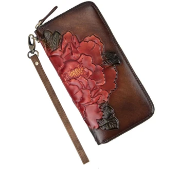 

Women's Vintage Long Wallet Large Capacity Zipper Handbag Leather Wallet