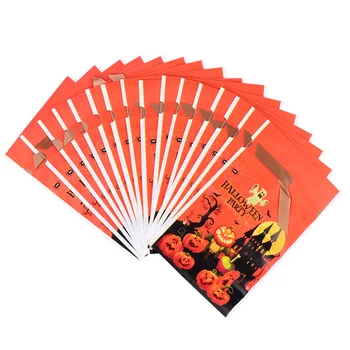 

50pcs Halloween Candy Bag Cookie Biscuit Packing Bag with Ribbon for Children