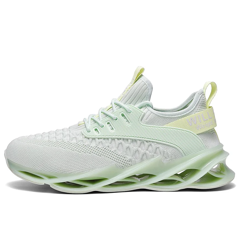 Зеленый Модные Для мужчин кроссовки zapatillas hombre Deportiva; сезон весна-осень Для мужчин светильник из сетчатого материала; кроссовки для бега на открытом воздухе спортивная обувь кроссовки - Цвет: Зеленый