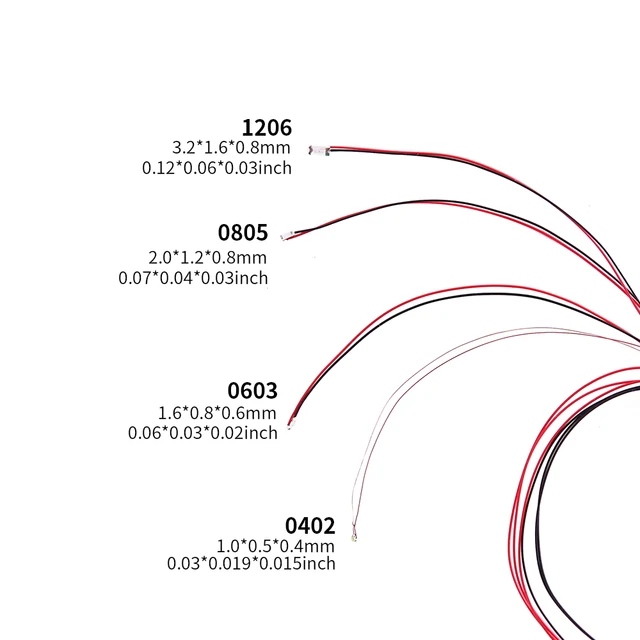 10PCS SMD Lamp Wired Led 0402 0603 0805 1206 Pre-soldered Micro Litz Wired Chip 20cm 3V Railway Model Scenes 2