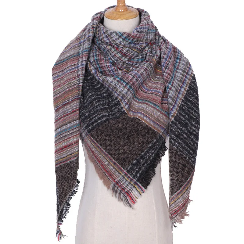 2019 new designer brand women cashmere scarf triangle winter scarves lady shawls and wraps knit blanket neck striped foulard (22)