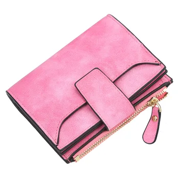 

Soild Color Short Purse PU Leather Women Wallets Card Holder Ladies Small Purse Fashion Zipper Coin Wallet