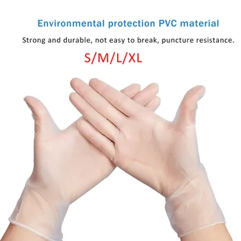 

100 PCS Transparent Disposable PVC Gloves For Home Cleaning Vegetables Fruit Dish Washing Gloves Garden Gloves