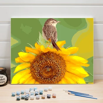 

Paint Painting By Number Sunflower Bird On Canvas Wall Pictures For Living Room Acrylic Coloring Art Adults Drawing One Piece