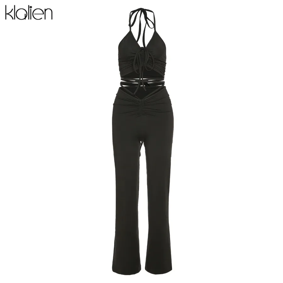 Комплект из 2 предметов KLALIEN Женский модная пикантная кофта и брюки летний