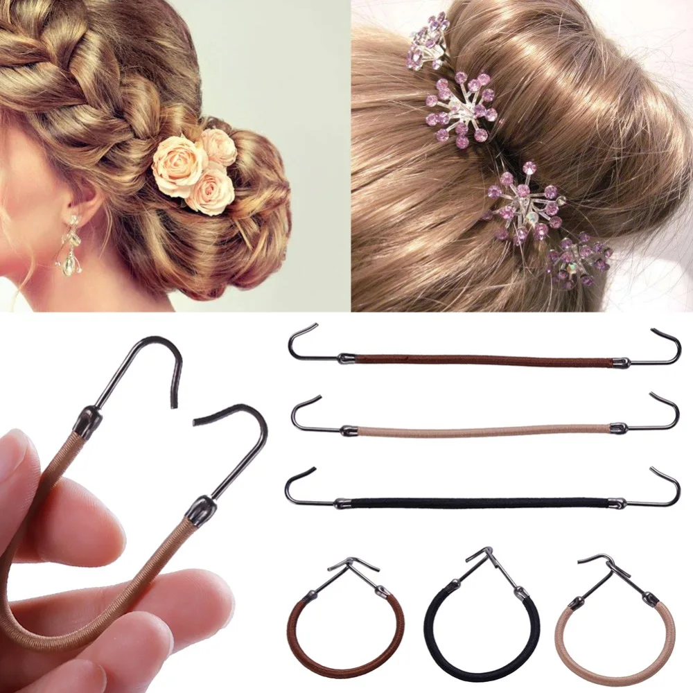 5pcs/lot New Elastic Clips Bows Hair Accessories Girls Bands Gum With Hook Ponytail Holder Bungee Hair Thick Hair Headwear claw hair clips