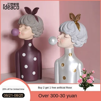 

Fashion Birthday Gift Blowing Bubble Girl Statue Girl Bust Home Decoration Accessories Room Decor Nice Gift For Girlfriend Wife