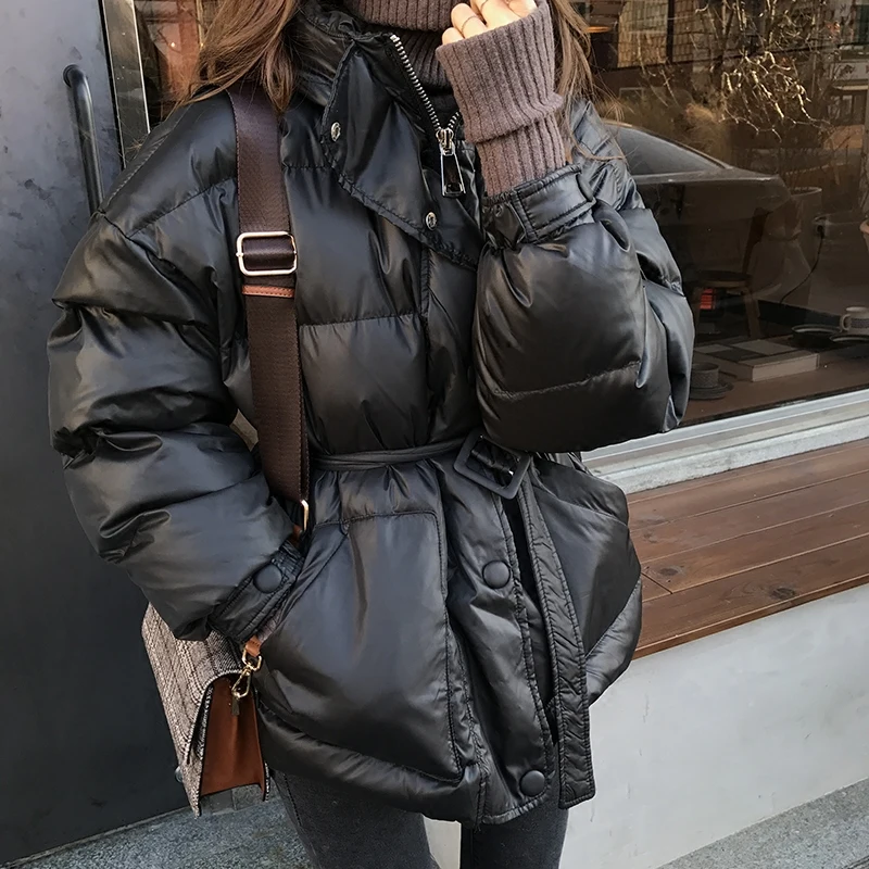 

2019 New Korean version Winter Down Jacket Women Thick Warm Large size Duck Down Parka With Belt Outerwear cc1112
