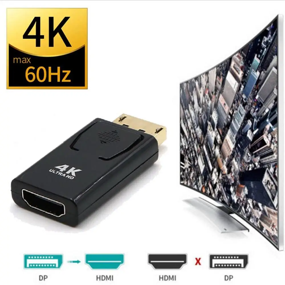 Переходник DP HDMI Max 4K/1080P для порта дисплея папа мама черный Высококачественный