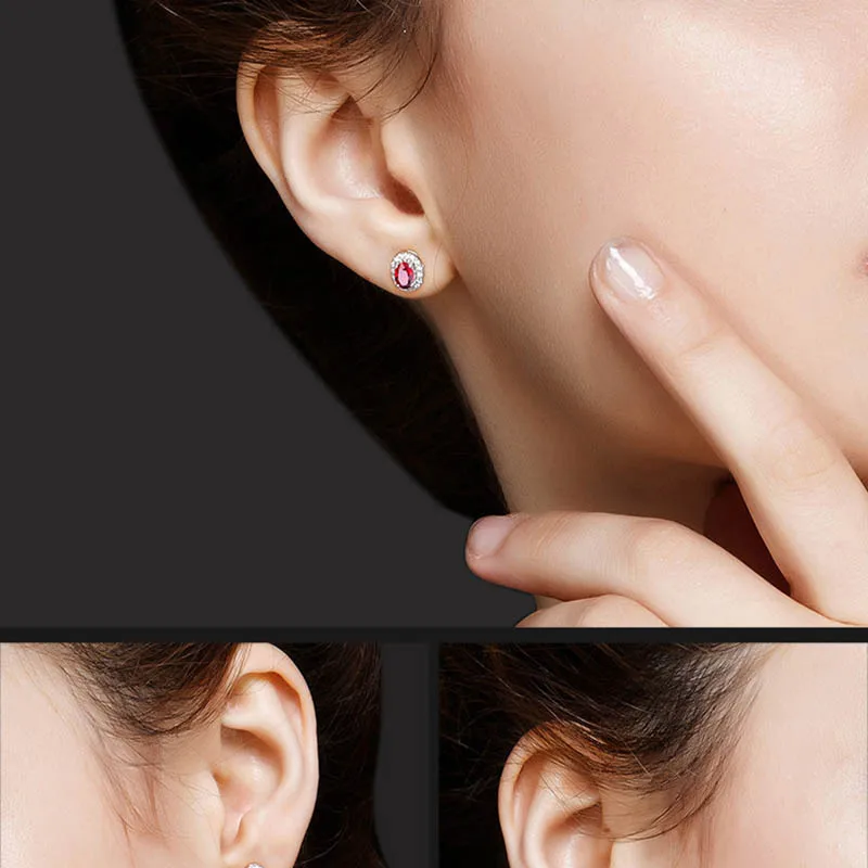Bague Ringen, модные серьги для женщин, классика, темперамент, серебро 925, ювелирное изделие, Овальный рубиновый Подарок на годовщину