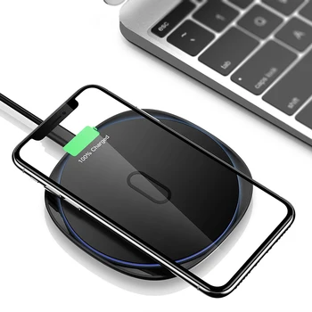 

10W Metal Qi Wireless Charger Fast Charging Pad with LED Mobile Phone Chargeur for Apple iphone X 11 7 8 Samsung Xiaomi Huawei