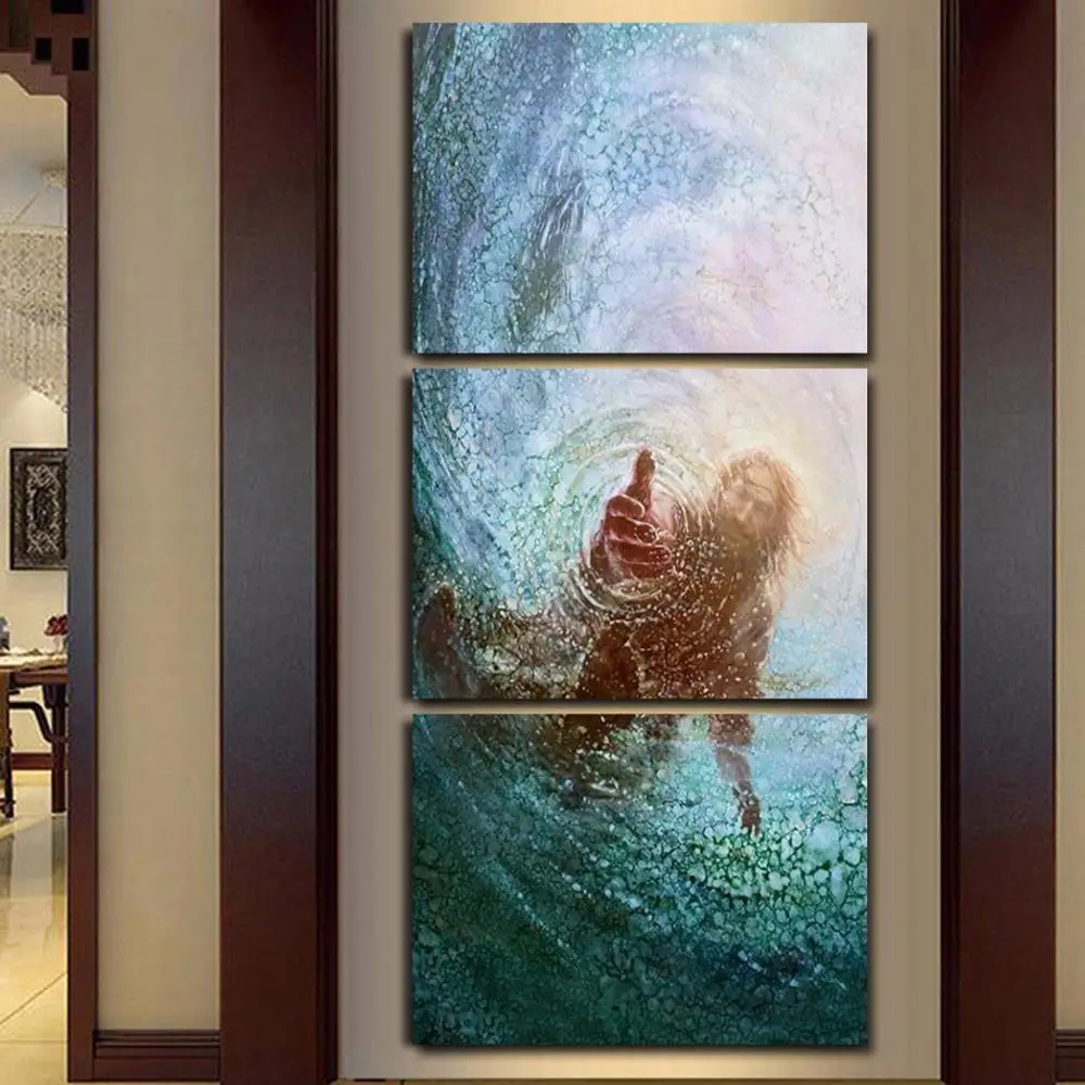 Модульные картины HD принты холст с Иисусом настенное искусство рамка 3 панели