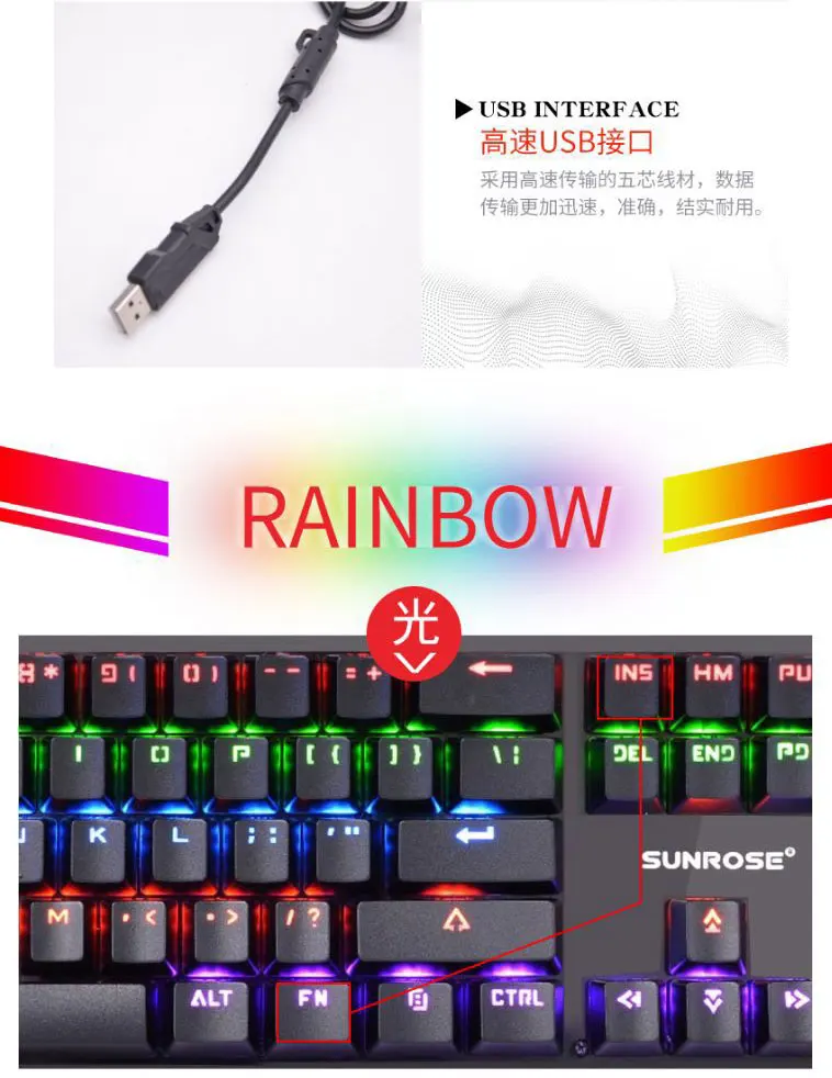 Русская механическая клавиатура с подсветкой USB игровая Проводная клавиатура 87 104 Kyes светящиеся Компьютерные периферийные устройства для настольного ноутбука