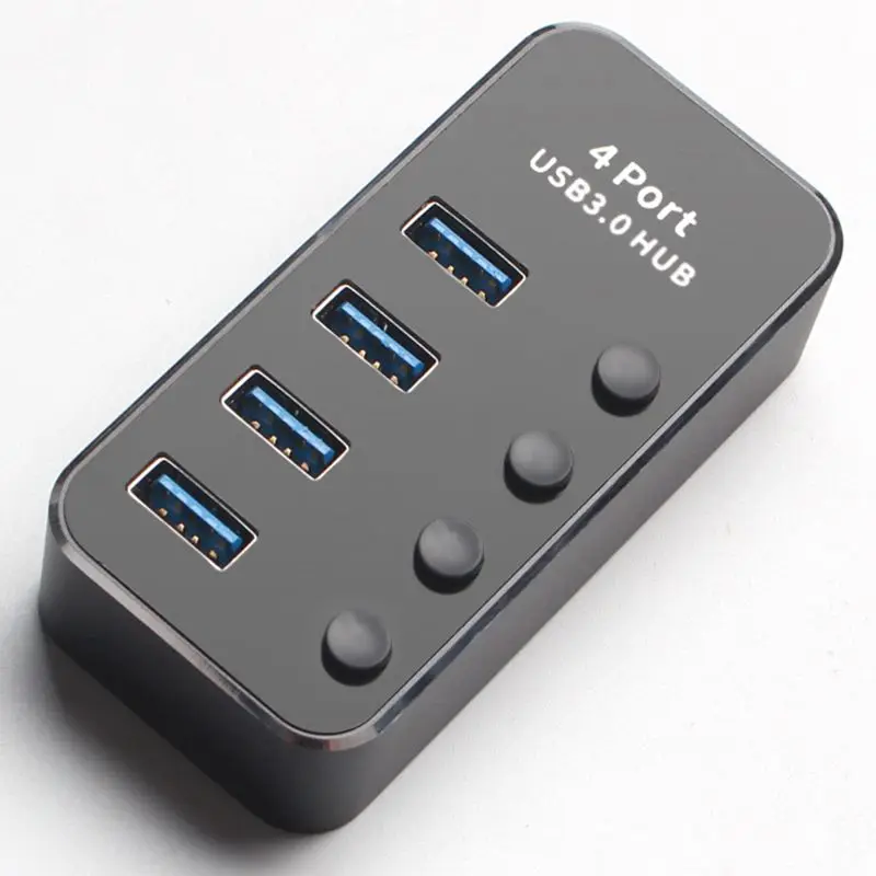 FFYY-алюминиевый сплав Многофункциональный USB 3,0 концентратор независимый переключатель светодиодный индикатор высокая скорость передачи 5 Гбит/с Поддержка горячей замены P