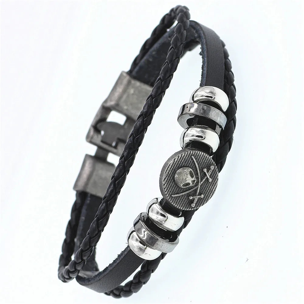 2021 Multilayer Bracelet Men Casual Fashion Braided Leather Bracelets For Women Wood Bead Bracelet Punk Rock Men Jewelry. 