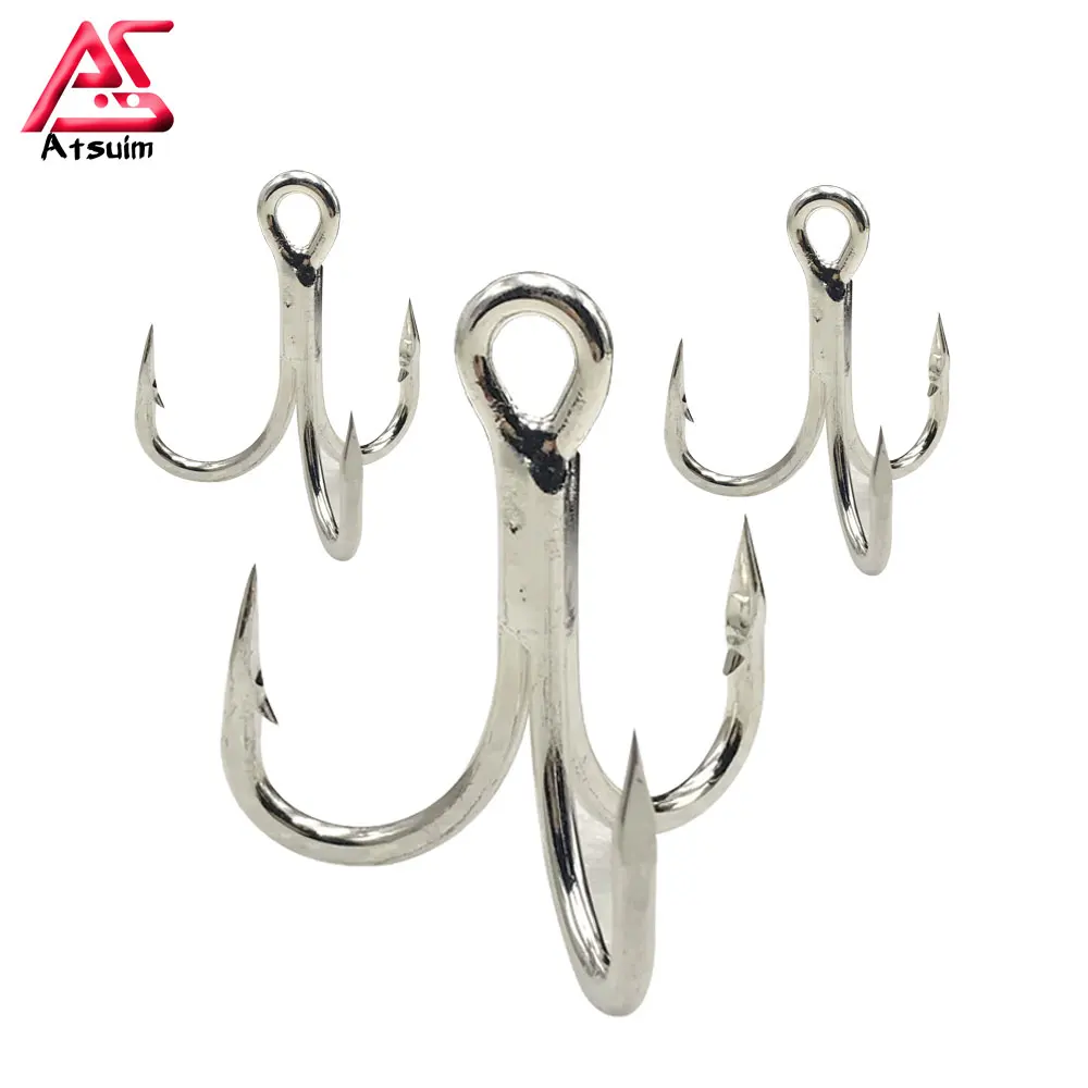 AS 20pcs BKK 5X Strong Strength Treble Hooks Stainless Skirts 1/0 2/0 3/0  Anchor Fishing Hooks Jigging Carbon Lure Tackle