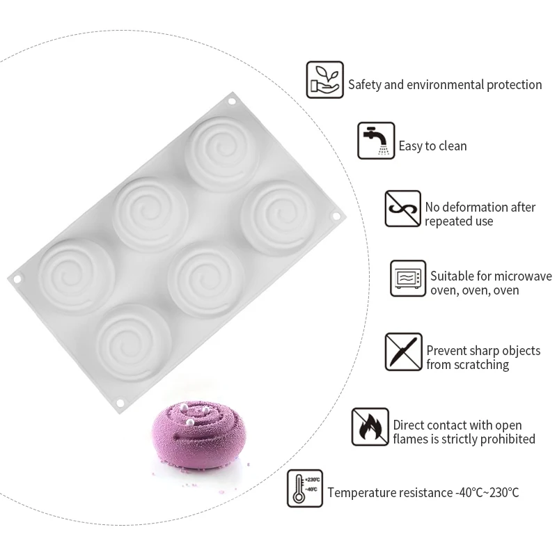 3D Round Whirlpool Silicone Soap Mousse Cake Mold Food Grade Silicone Molds for Swirl Soap Making DIY Handmade Soap Candle Craft
