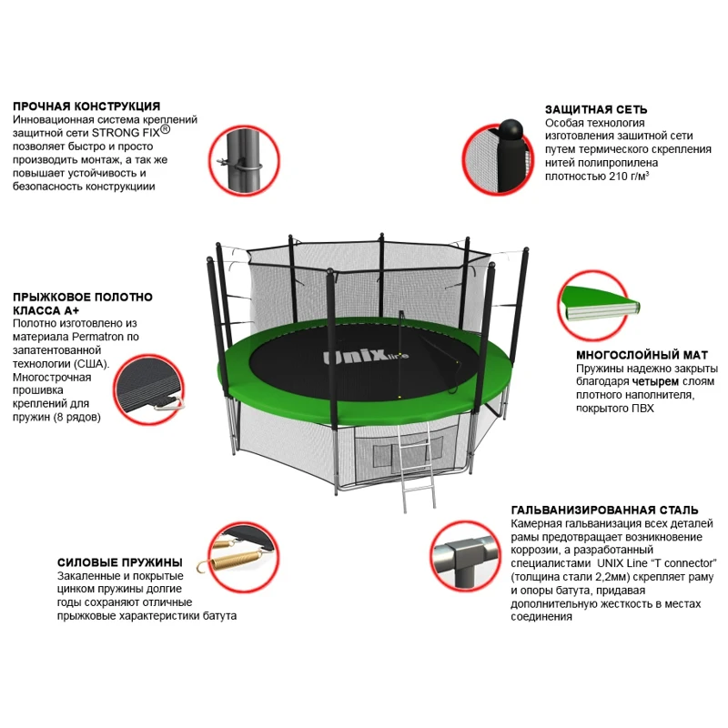 Батут UNIX line 10 ft inside(green