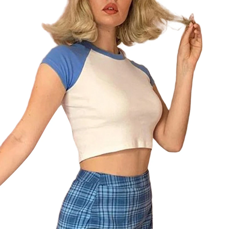 Sexy Crop Top T-Shirt Round Neck Short Sleeve Yoga Top Sweatshirt Women&rsquo;s Short Tops Sport Shirt Workout Tops yoga top