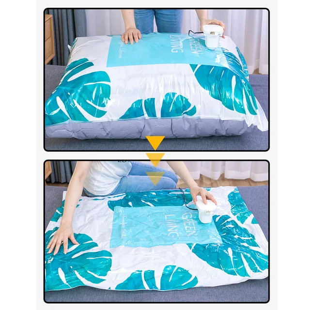 Nagy Kapacitású Vákuumkompressziós Táska Kipufogó-Válogató Zsákhálószoba Szekrény Tároló Lezárt Megtakarító Tér Kék - Image 3