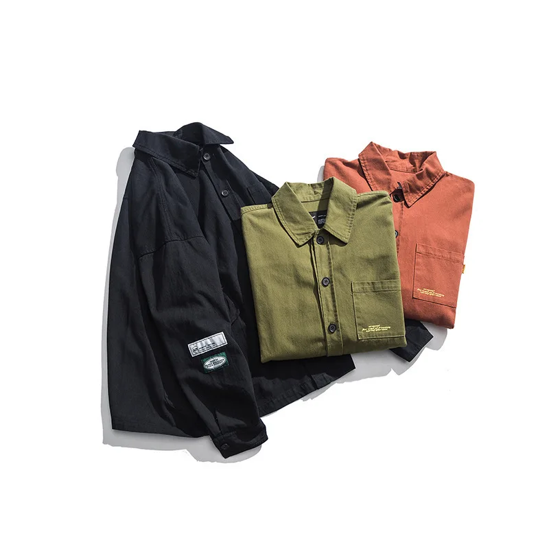 

2019 New Style Japanese-style Retro Washing Multi-pockets Workwear Shirt Men's Autumn And Winter Long-sleeve Blouse MEN'S Outerw