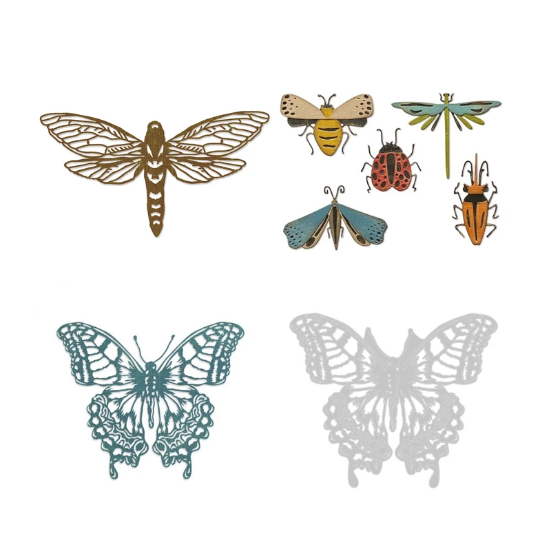 Новые режущие штампы для 2021 дюйма прозрачные в виде стрекозы жука бабочки сделай
