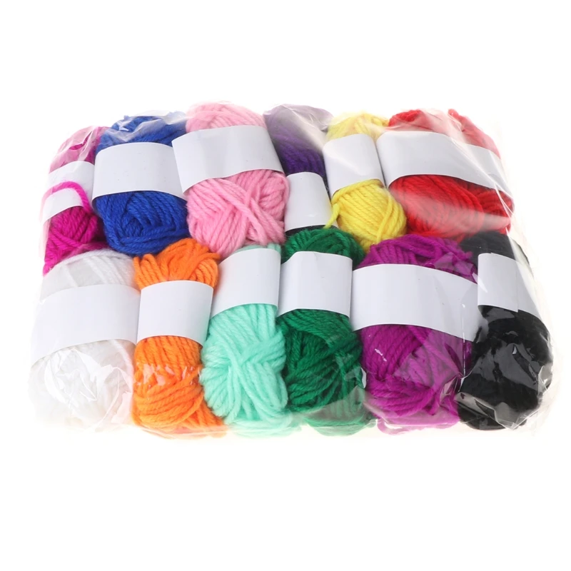 12 разных цветов детская ручная вязальная шерстяная пряжа вязание крючком