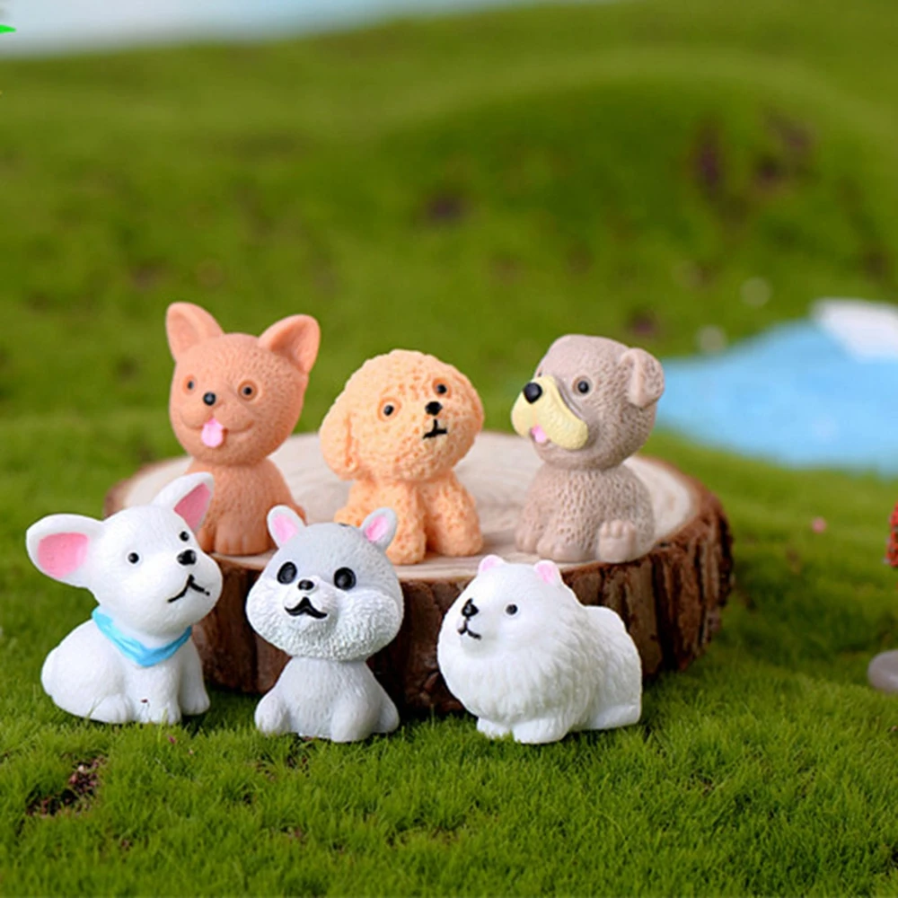 Mini Cute Dog Fairy Garden Figurines Miniature Cake Decor Resin Crafts Ornament Gnomes Moss Terrariums Decoration | Дом и сад