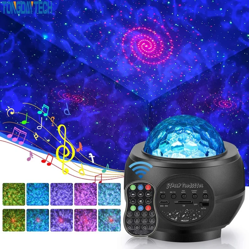 USB LED Starry Sky Projector Bluetooth night light Romantic colorful starry sky projection lamp with remote control party | Лампы и