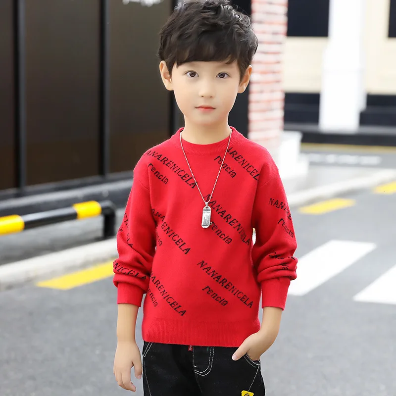 Английский тренд; свитера для мальчиков; Мягкие Вязаные Рубашки с завязками и буквенным принтом для мальчиков; модные свитера