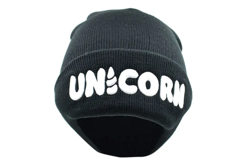 Black Unicorn Beanie Hat