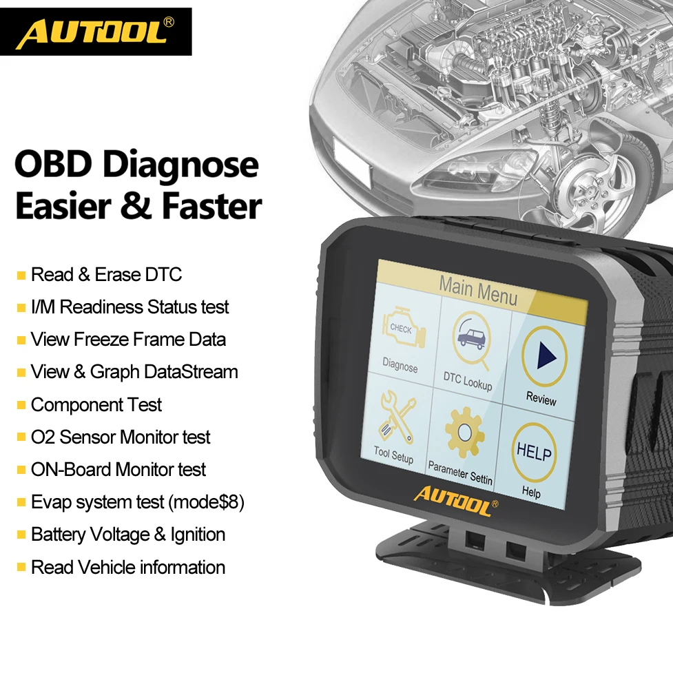 

AUTOOL X80 Multi-Function Auto OBD2 Scanner+HUD Head Up Display Overspeed Warning System Voltage Alarm Car Diagnostic Tool