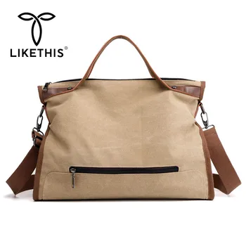 

Likethis Shoulder Bag Women's Fashion 2020 Canvas Soft Tote Handbags for Ladies High Qunality Large Pocket Sac a Main Femme 896