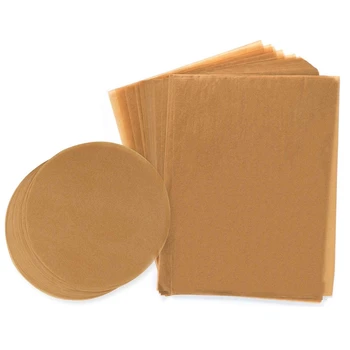 

200 Pcs Unbleached Parchment Paper,Non-Stick 100 Pcs 12X16 Inches Rectangle & 100 Pcs 9 Inches Round Baking Sheets for Grilling